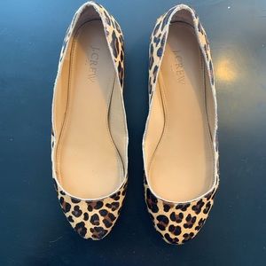 J. CREW LEOPARD CALF HAIR 1” HEELS / FLATS SIZE 7.